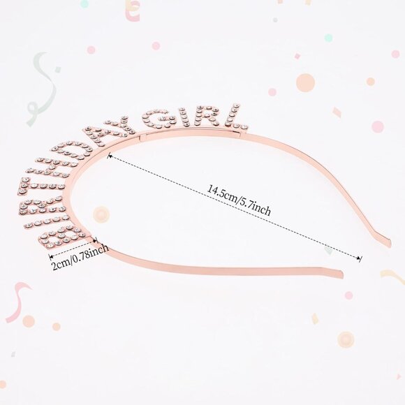 Birthday Crown for Women with Sash Rose-Gold Birthday Girl Sash & Birthday Tiara - Picture 3 of 7